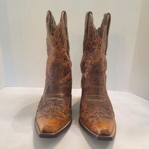 Ariat Women’s Dahlia Full Grain Leather Western Pull On Cowgirl Boots 7 C